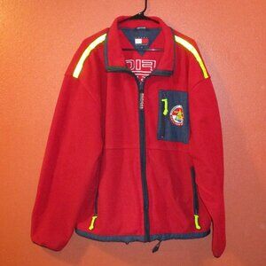 Tommy Hilfiger Men X Large Red White Blue Yellow Full Zip Pockets Fleece Jacket